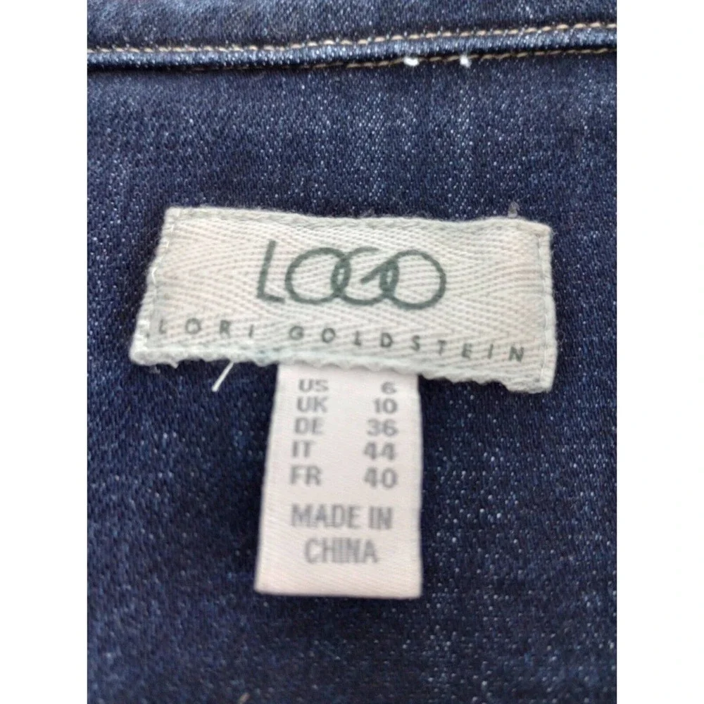 LOGO Lori Goldstein Women's 6 Denim Jacket Dark Wash Jean manufactured Raw Hem - Picture 5 of 10